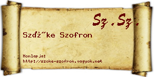 Szőke Szofron névjegykártya